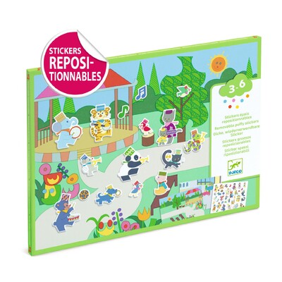 Buy Djeco Fanfare 30 pc Reusable Puffy Stickers wholesale at Kaleidoscope Australasia Pty Ltd