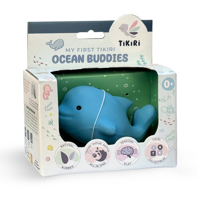 Buy Tikiri Dolphin  Rubber Teether Rattle & Bath Toy with Retail Box wholesale at Kaleidoscope Australasia Pty Ltd