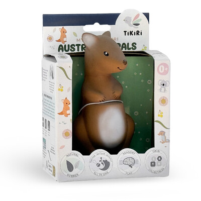 Buy Tikiri Kangaroo Rubber Teether Rattle & Bath Toy with Retail Box wholesale at Kaleidoscope Australasia Pty Ltd